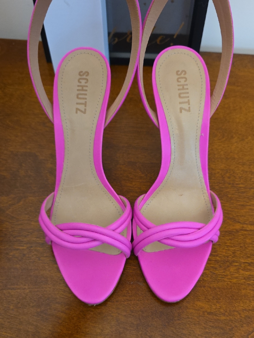SCHUTZ Hot Pink Knotted Open-Toe Strap Heels